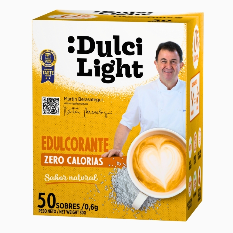 Edulcorante Blanco DulciLight en envase de 50 sobres de la empresa Álvarez Camacho